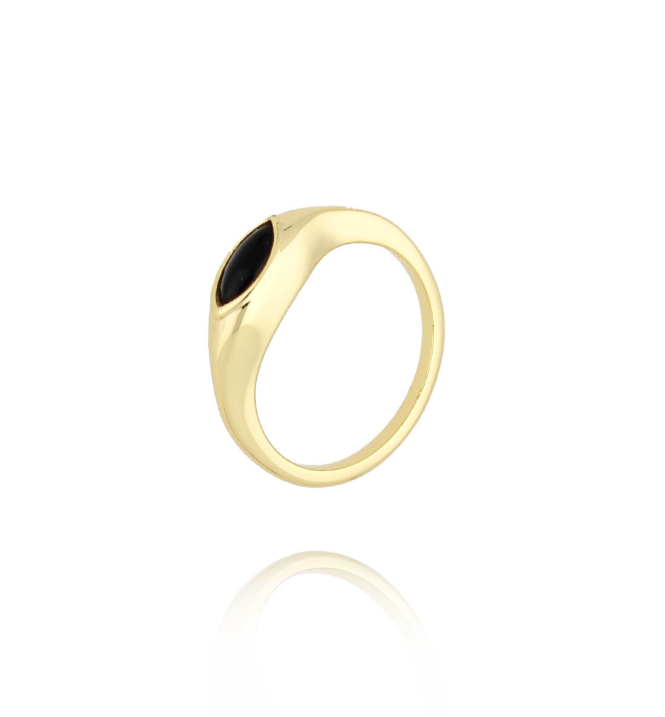 Pierścionek z czarnym oczkiem złoty PLU0020 - By Dziubeka