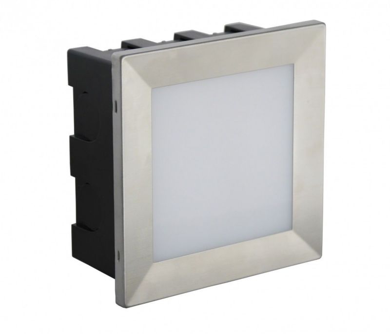 Oprawa zewnętrzna wpuszczana SU-MA Mur srebrna LED 3.5W 3000K 195lm IP65 wym: 13,5 x 13,5 x 6,5 cm - 1 szt.
