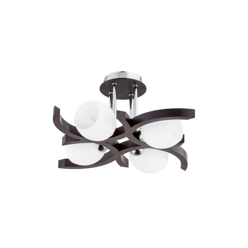 Lampa sufitowa wisząca Alfa Mida 7645 ciemne drewno-biała-chromowana dekoracyjna 4xE14 x 10W 1 szt.