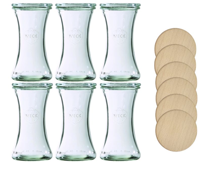 Słoiki MODO24 Weck 200 ml fi 60 deli drewniane wieka 6 kpl.