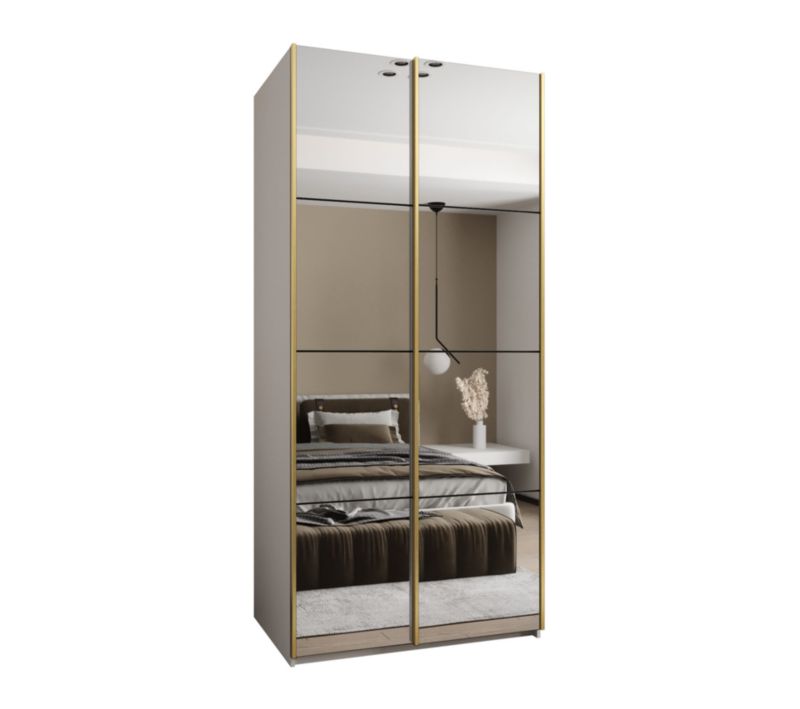 Szafa przesuwna Abiks LUX 2 wysoka szer.110cm biały/czarny/złoty 1szt.