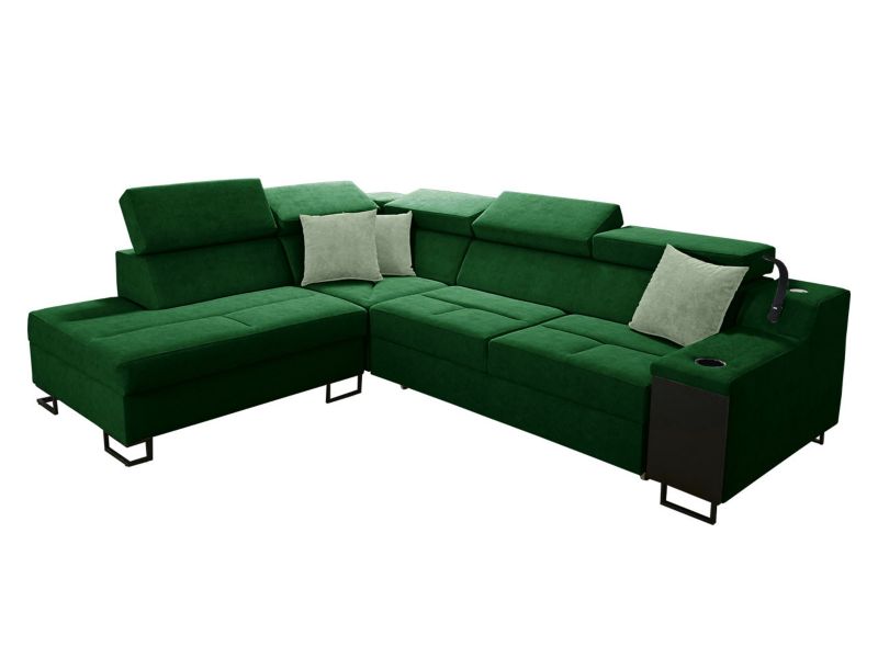 Narożnik z barkiem MIRJAN 24 Alicante VII lewy butelkowa zieleń + jasny zielony 1 szt.