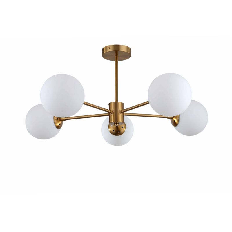 Lampa sufitowa wisząca Light Prestige Roma 5350 złoto-biała szerokość 78.5 cm 5xE14 x 40W 1 szt.