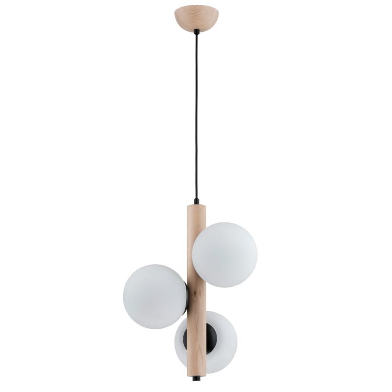 Lampa wisząca Alfa Kanet jasne drewno-biała-czarna wym: 90 x 35 x 35 cm 3xE14 x 10W 1 szt.