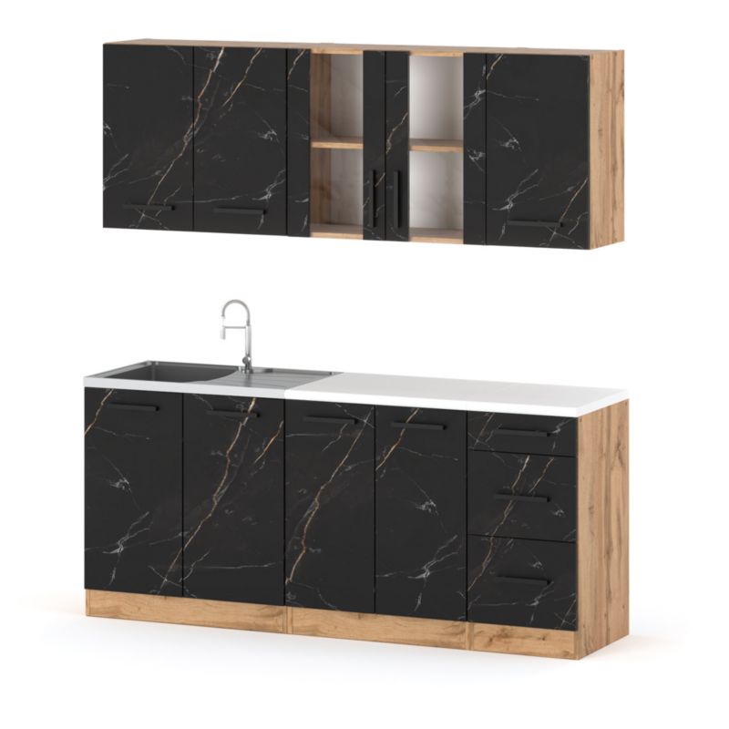 Zestaw Kuchenny Hurtownia-Mebli Z Blatem Kuchnia Rest 200cm Dąb Wotan San Sebastian 200x47x145 cm 1szt.