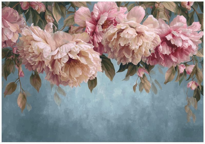 Fototapeta WALLARENA Do Sypialni Salonu Na Flizelinie Kwiaty Piwonie Wiszące Różowy 350x250 cm 16118VX7 1 szt.