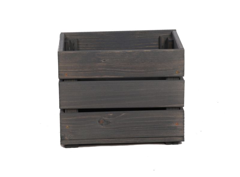 Skrzynka drewniana MODO24 z uchwytami na owoce i warzywa 30 x 20 cm szara 1 szt.