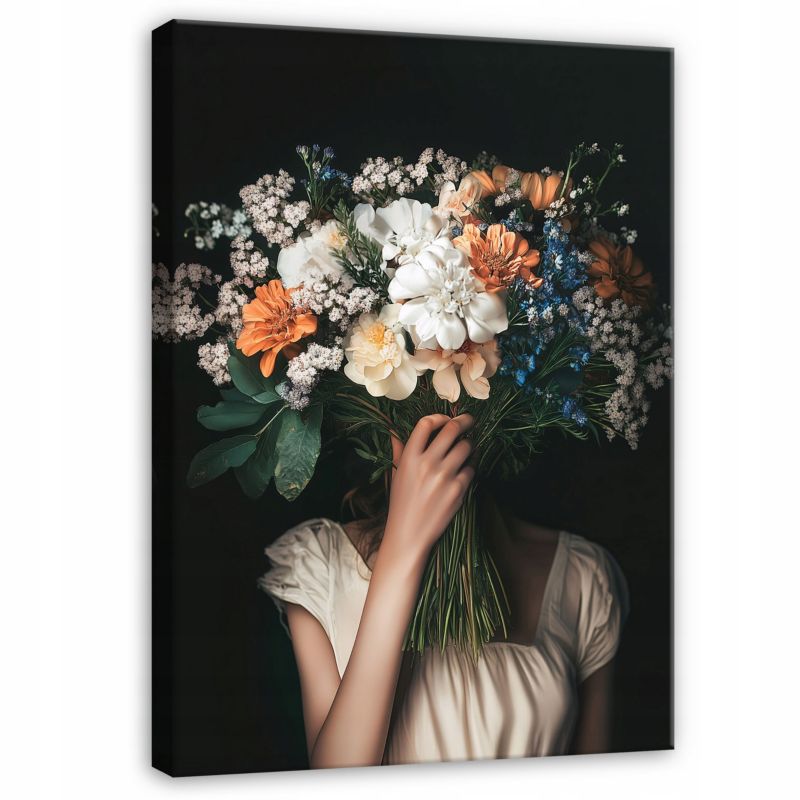 Obraz Kobieta Kwiaty Vintage Na Płótnie Canvas WALLARENA 60x40 cm Dekoracja Do Sypialni Salonu Kuchni 1 szt.