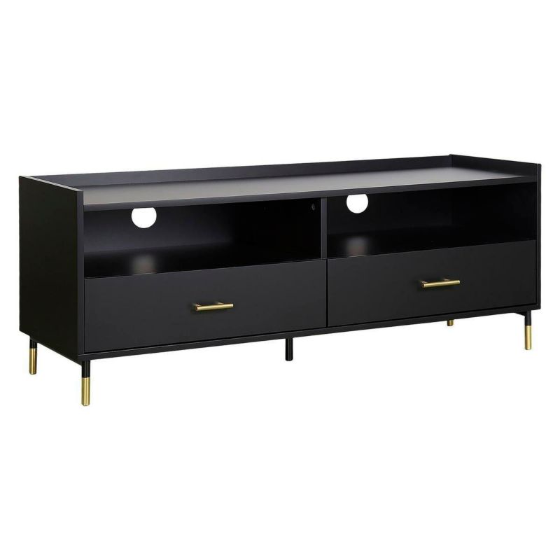 Szafka RTV stojąca Tedy ATMOSPHERA czarna nowoczesna 120 cm z szufladami do salonu 1 szt.