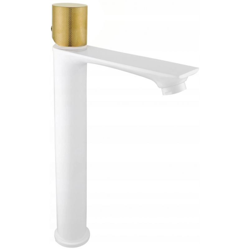 Bateria umywalkowa wysoka Mexen Royo One biało-złota 30,3 cm 1 szt.