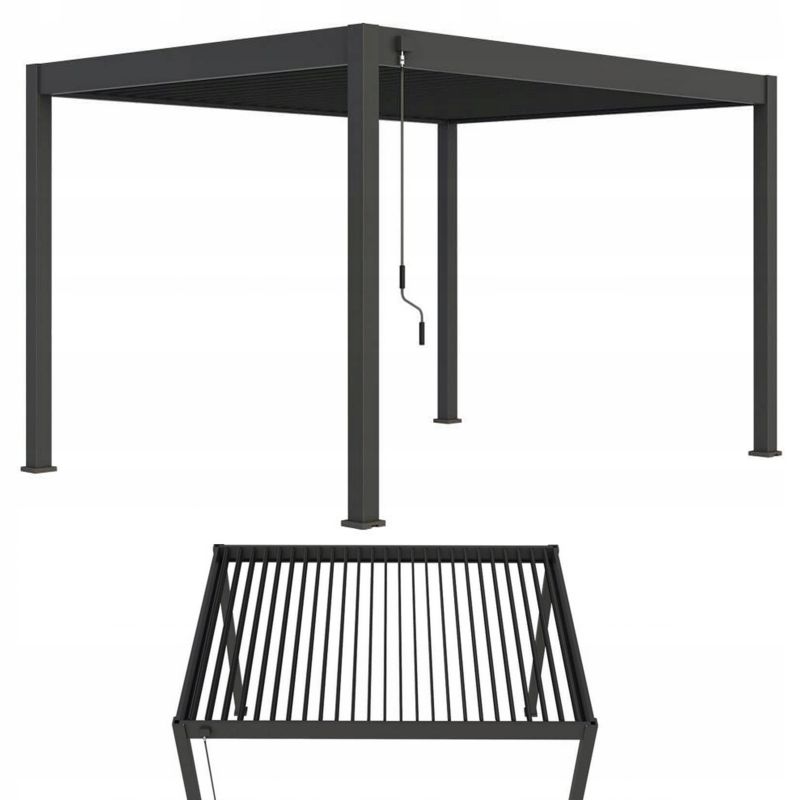 Pergola Tarasowa Gutroof Ogrodowa Na Taras Elegance 3x4 Antracyt Czarna 1 szt