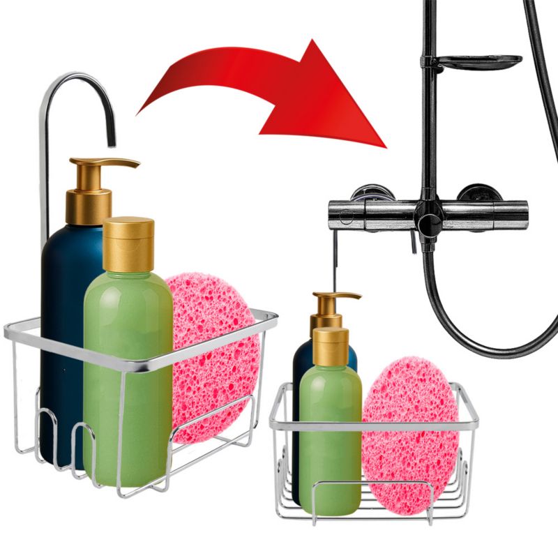 Półka prysznicowa Rodeno zawieszana na baterię prysznicową srebrna 1 szt.