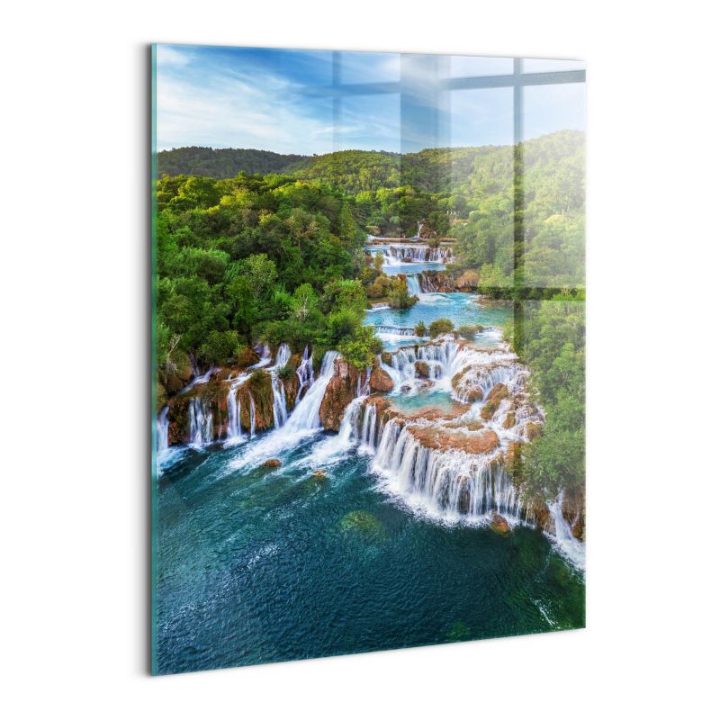 Foto Obraz Ścienny Szklany Wallfluent 60x80 cm Wodospady i rzeka Krka Chorwacja 1 szt.