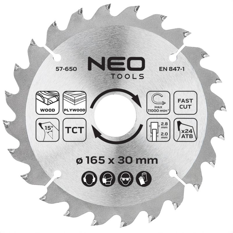 Tarcza do pilarki, widiowa NEO TOOLS, 165 x 30 mm, 24 zęby 1 szt