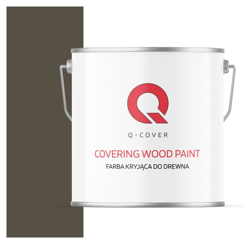 Farba Kryjąca do Drewna Q-Cover Szaro-Brązowy RAL7013 Wysoki Połysk 5L