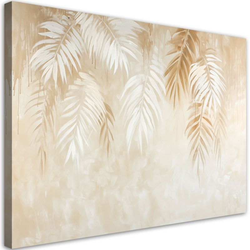 Obraz do salonu sypialni Feeby Beżowe liście tropikalnych palm w stylu boho 90x60cm 1szt