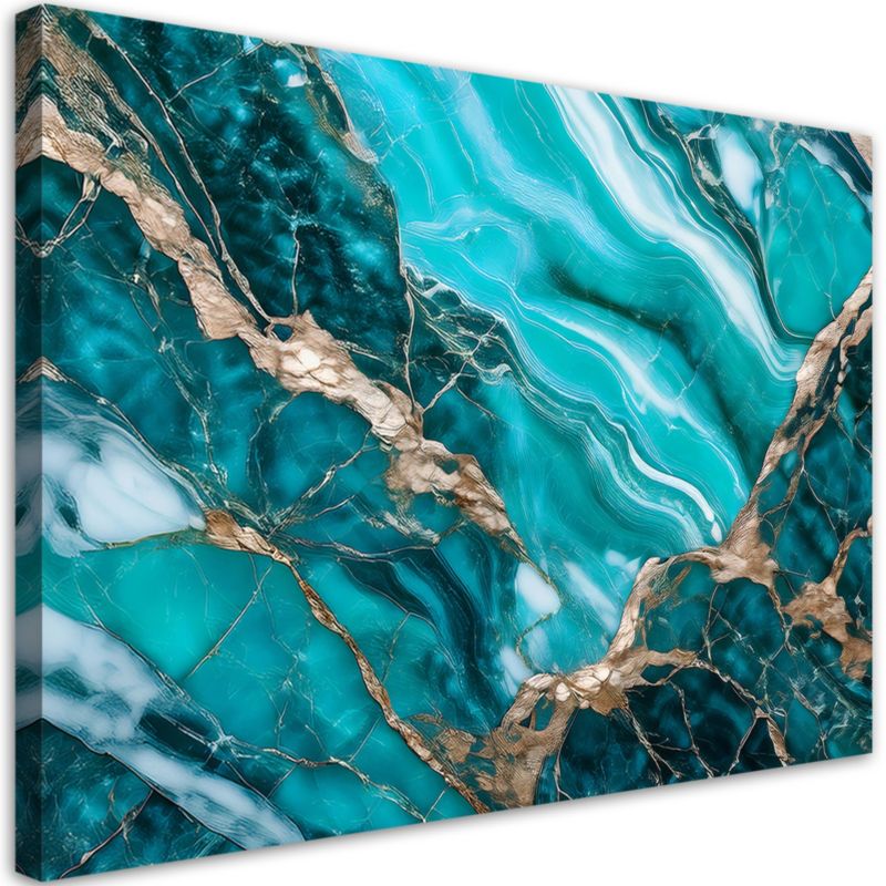 Obraz na płótnie Feeby Turkusowy Marmur ze Złotem 120x80cm 1szt