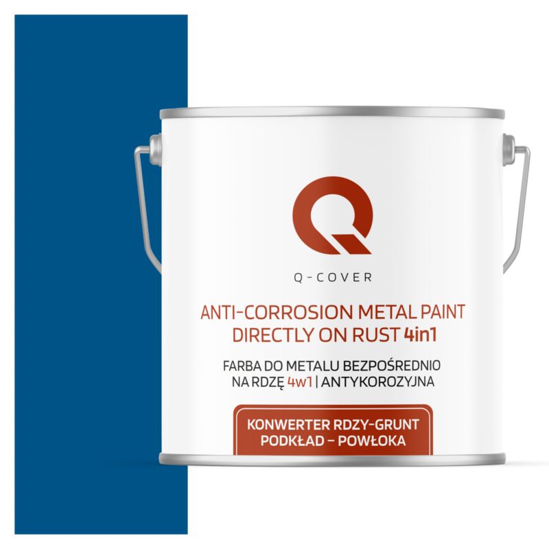 Farba do Metalu Prosto na Rdzę 4w1 Q-Cover Niebieski RAL5005 Mat 5L