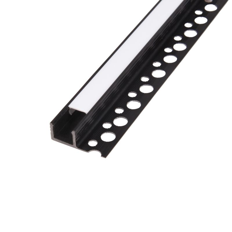 Profil LED MasterLED PCV wpuszczany 33x12 glazura Czarny z mlecznym kloszem 2m 1 szt.