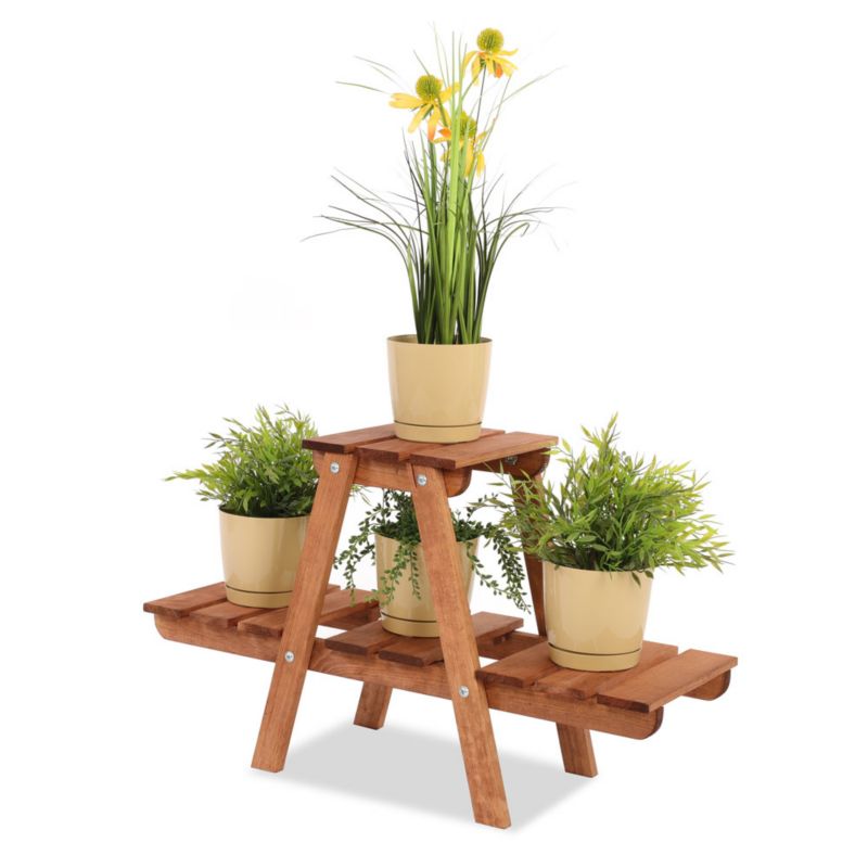 Kwietnik drewniany MODO24 stojący 3 półki 45x74x25 cm brązowy 1 szt.