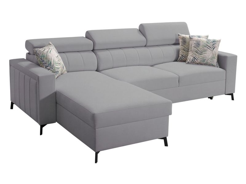 Narożnik z funkcją spania MIRJAN 24 Baltico I Maxi lewy gołębi szary/wzór w liście 1 szt.