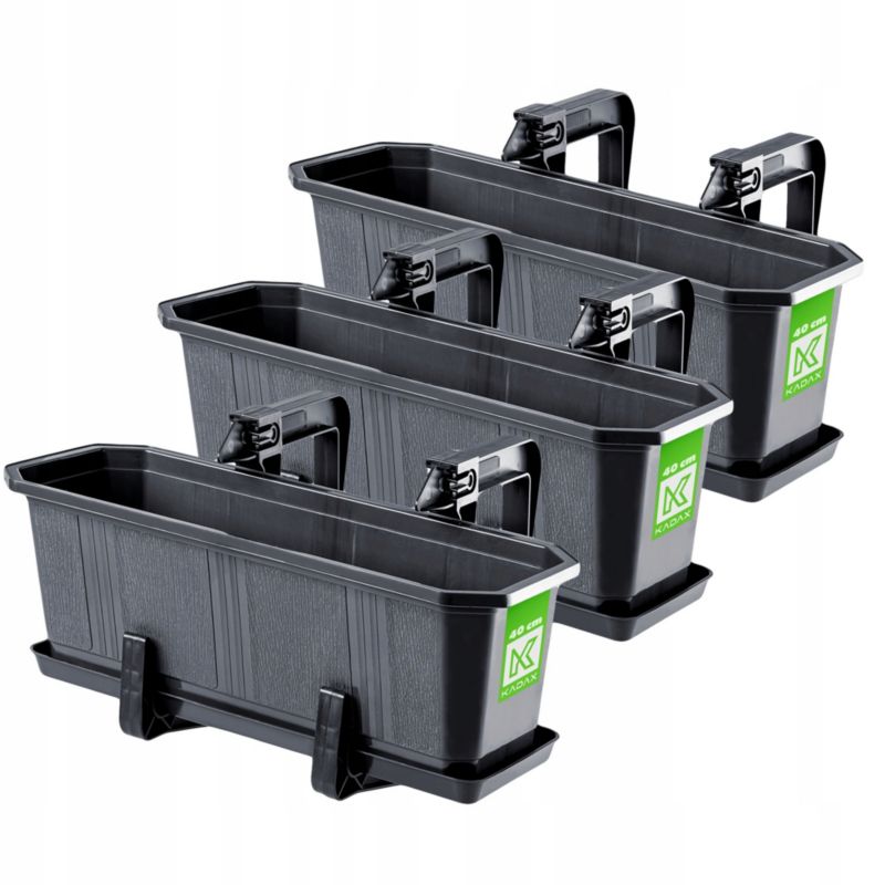 Skrzynka Balkonowa KADAX 3x 40cm Uchwyty Grafitowa 3 szt.