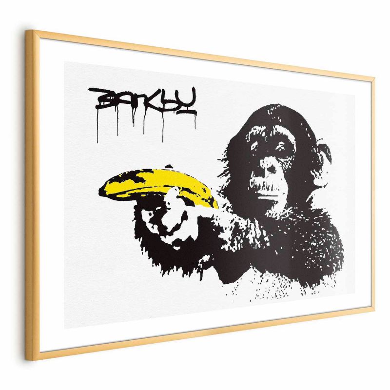 Plakat Artgeist Bananowy pistolet 90x60 cm z ramą złotą 1 szt