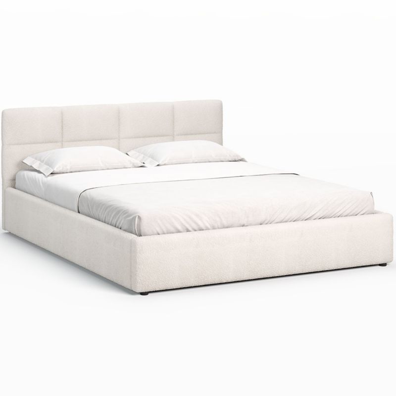 Łóżko tapicerowane Jana Mika 140 cm beżowe z pojemnikiem i stelażem Teddy10 1 szt