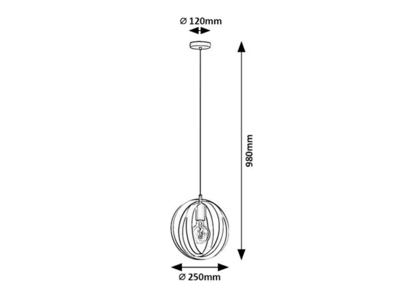 Lampa wisząca Rabalux Cortado czarna 1xE27x40W wym:98x25x25cm IP20 -1 szt.