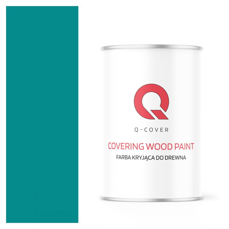 Farba Kryjąca do Drewna Q-Cover Niebieski Turkusowy RAL5018 Półmat 1L