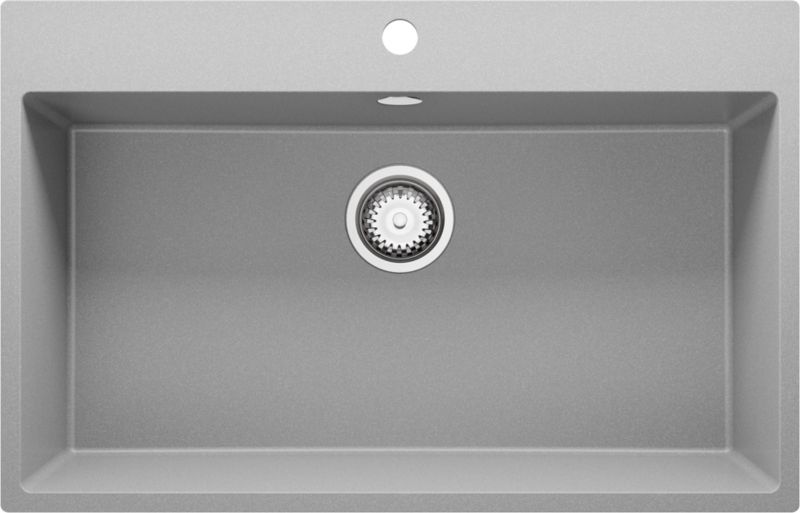 Zlewozmywak Ryga PRIMAGRAN Nablatowy 78x50cm do szafki od 80cm, Szary + Syfon, S399, 1 szt.