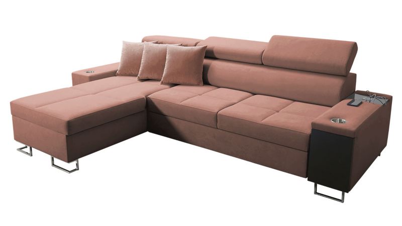 Narożnik z barkiem MIRJAN 24 Morena I Mini lewy róż indyjski 1 szt.