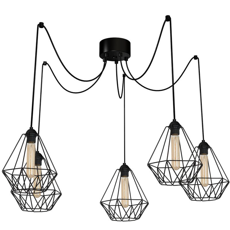 Lampa wisząca Luminex Spindel Basket czarny matowy wym: 250 x cm 5xE27 x 15W 1 szt.
