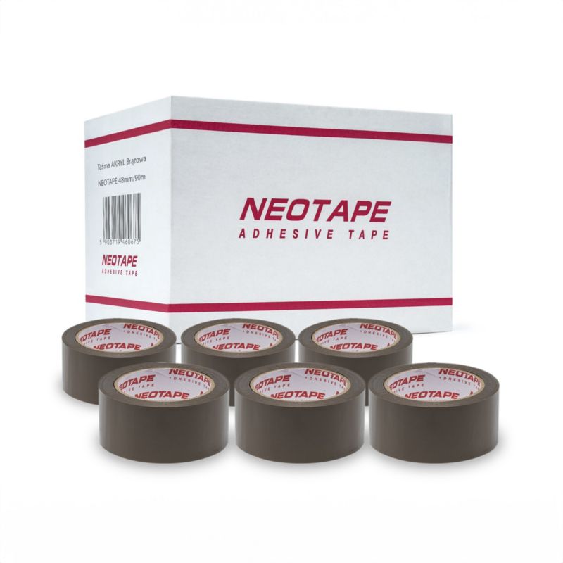 Taśma pakowa Neopak NEOTAPE AKRYL Brąz 48mm/90m, zgrzewka 6 szt.