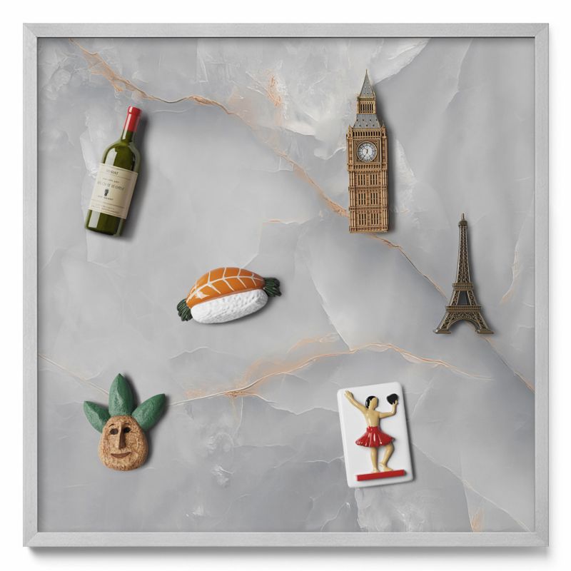 Ozdobna tablica magnetyczna Tulup 50x50 cm Elegancki ozdobny marmur w srebrnej ramie 1 szt.