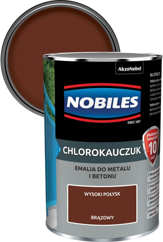 Emalia chlorokauczukowa Nobiles do metalu i betonu brązowa 0,9 l