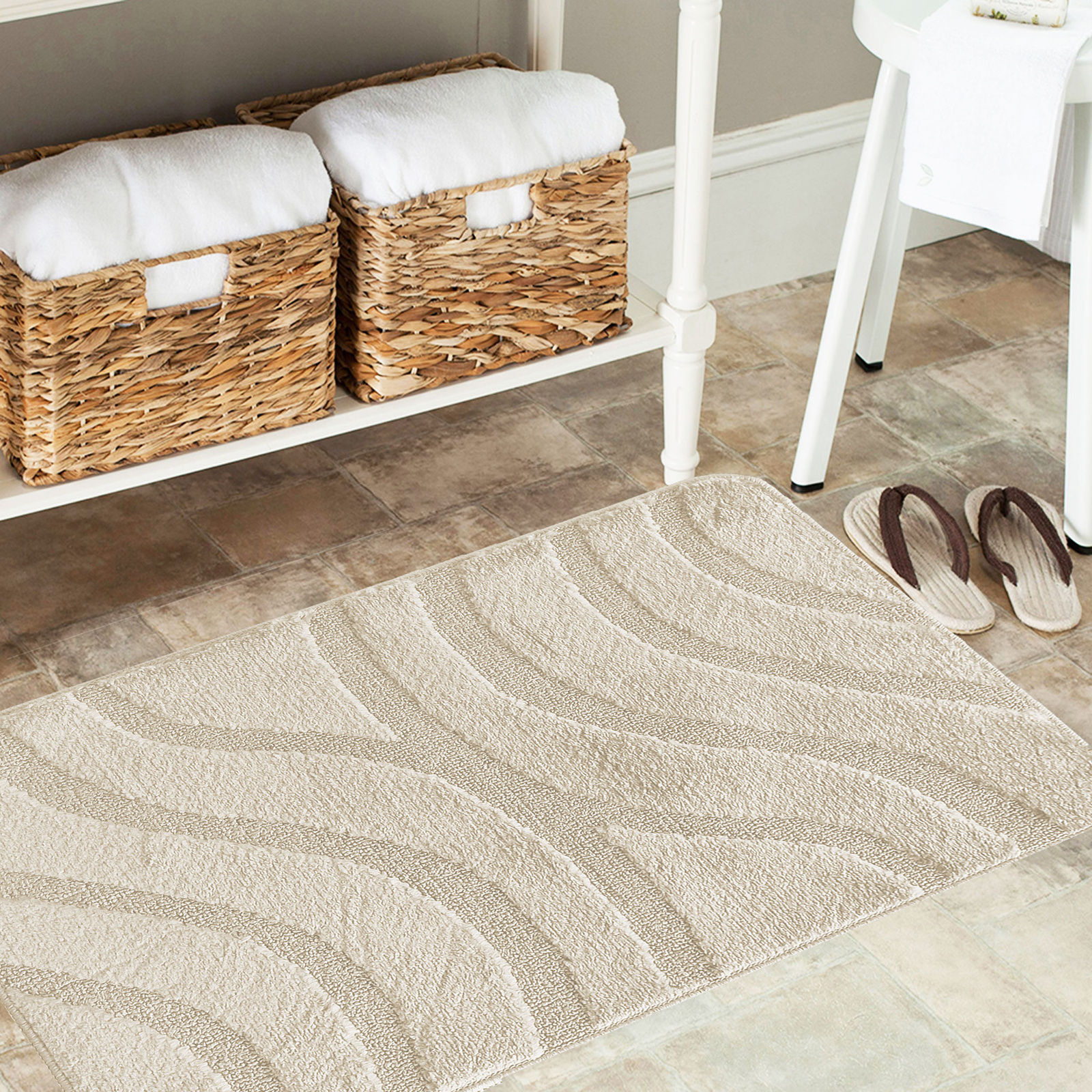 Komplet łazienkowy z wycięciem pod toaletę Montenegro Fale - perłowy