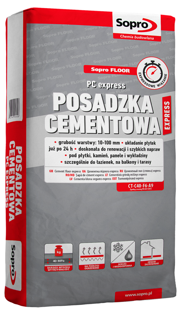 Sopro PC293 Express posadzka cementowa szybkoschnąca 25 kg 10–100 mm