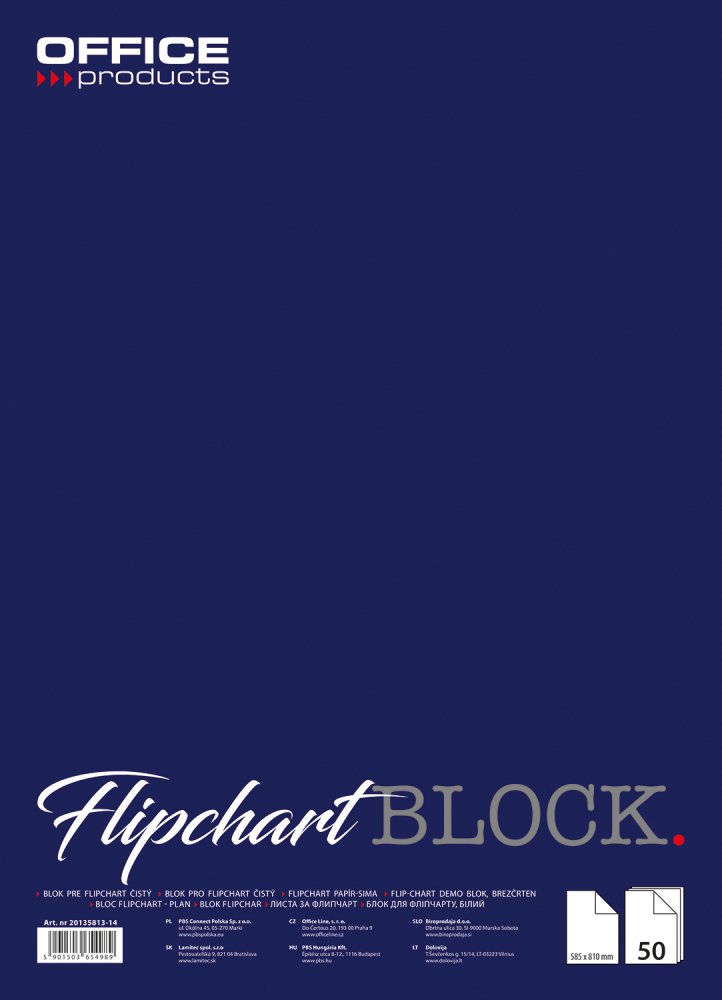 Blok do flipchartów Office Products, 58.5x81cm, gładki, 50 kart