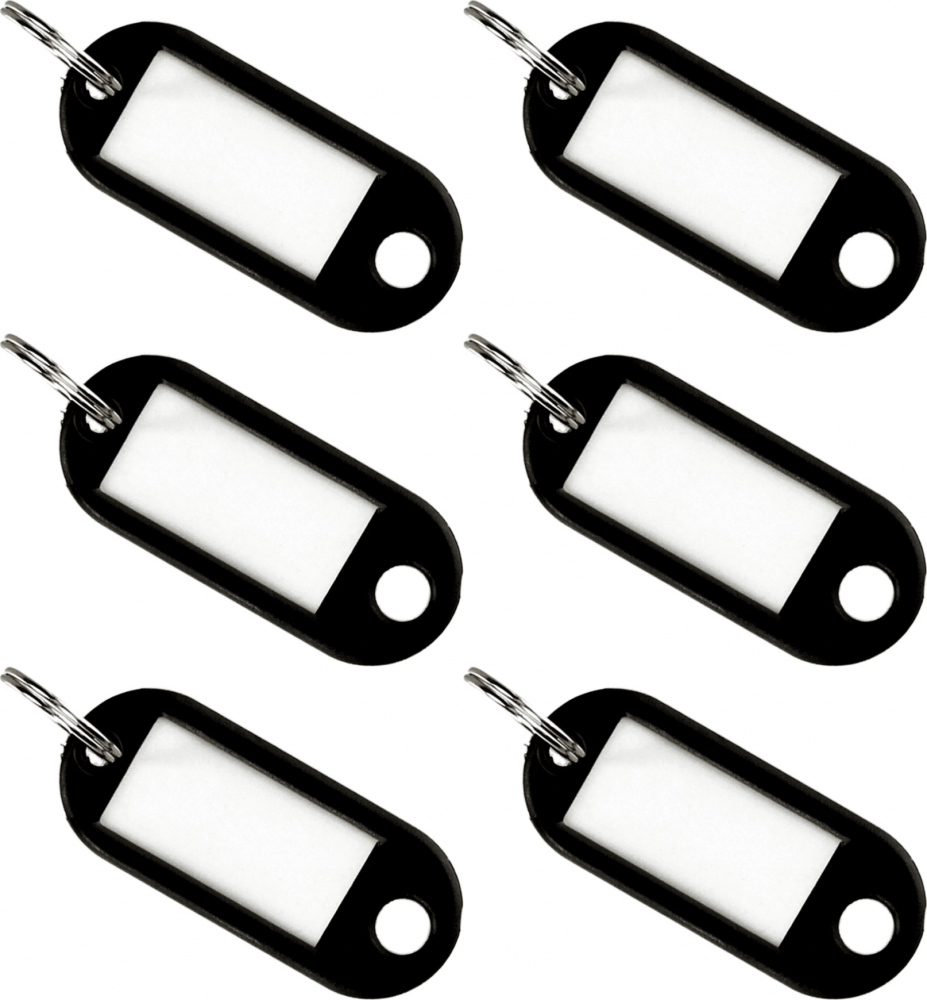 6x Zawieszki do kluczy Argo, plastik, 100 sztuk, czarny