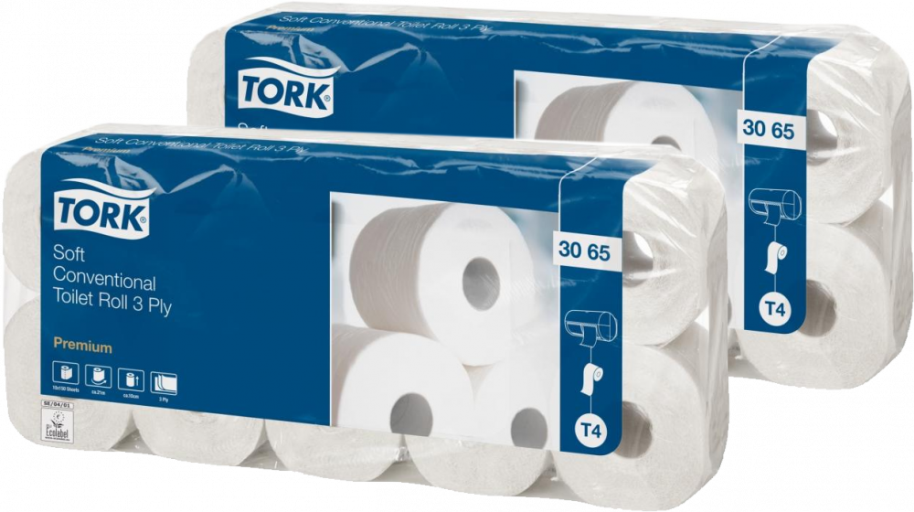 2x Papier toaletowy Tork 3065 Premium, 3-warstwowy, 9.4cmx19.4m, 10 rolek, biały