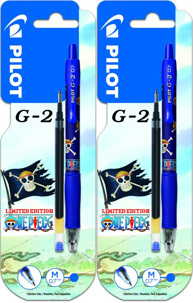 2x Długopis żelowy automatyczny Pilot One Piece G2, 0.7mm, niebieski + dodatkowy 1x niebieski wkład