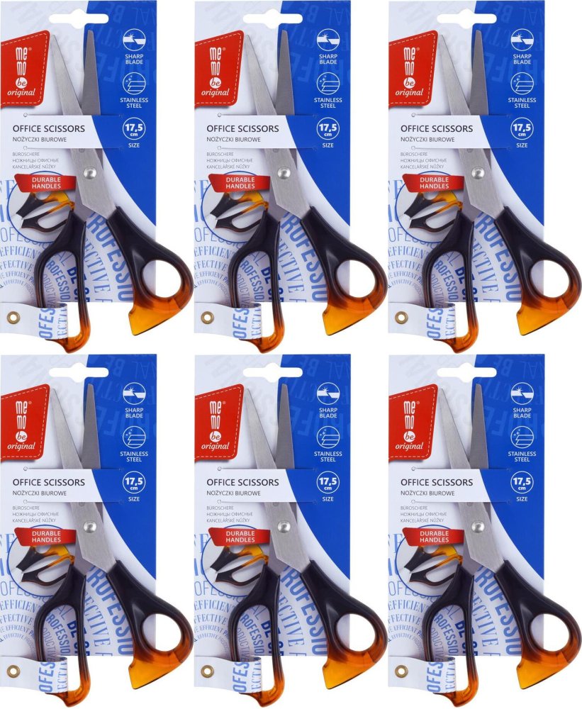 6x Nożyczki biurowe MemoBe, 17.5cm, bursztynowy