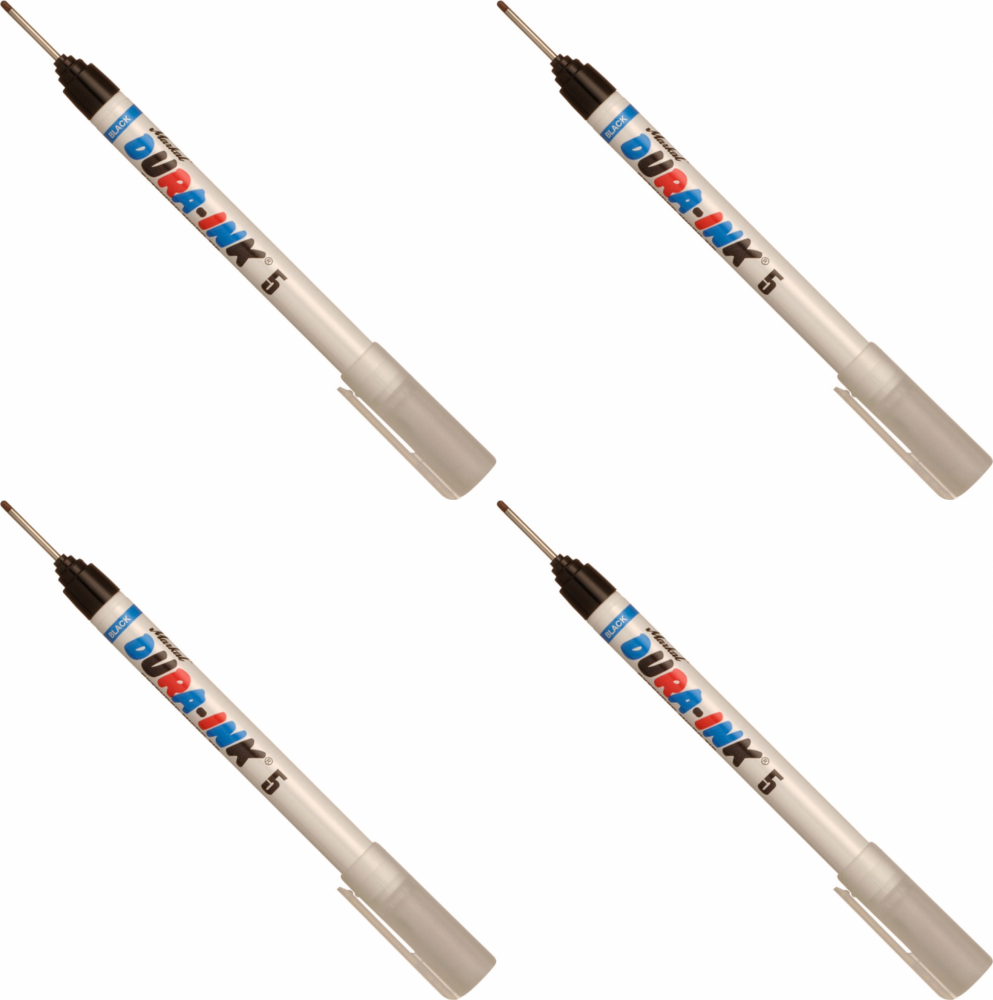 4x Marker permanentny Markal Dura-Ink 5 Micro, 19mm, do głębokich otworów, czarny