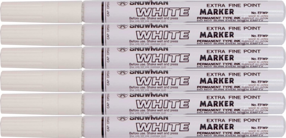 6x Marker olejowy Snowman, cienki, okrągła, biały