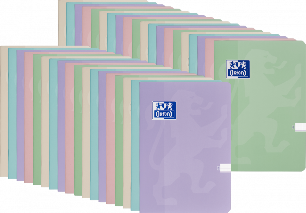 60x Zeszyt w kratkę Oxford Touch Pastel, A5, miękka oprawa, 32 kartki, mix kolorów pastelowych