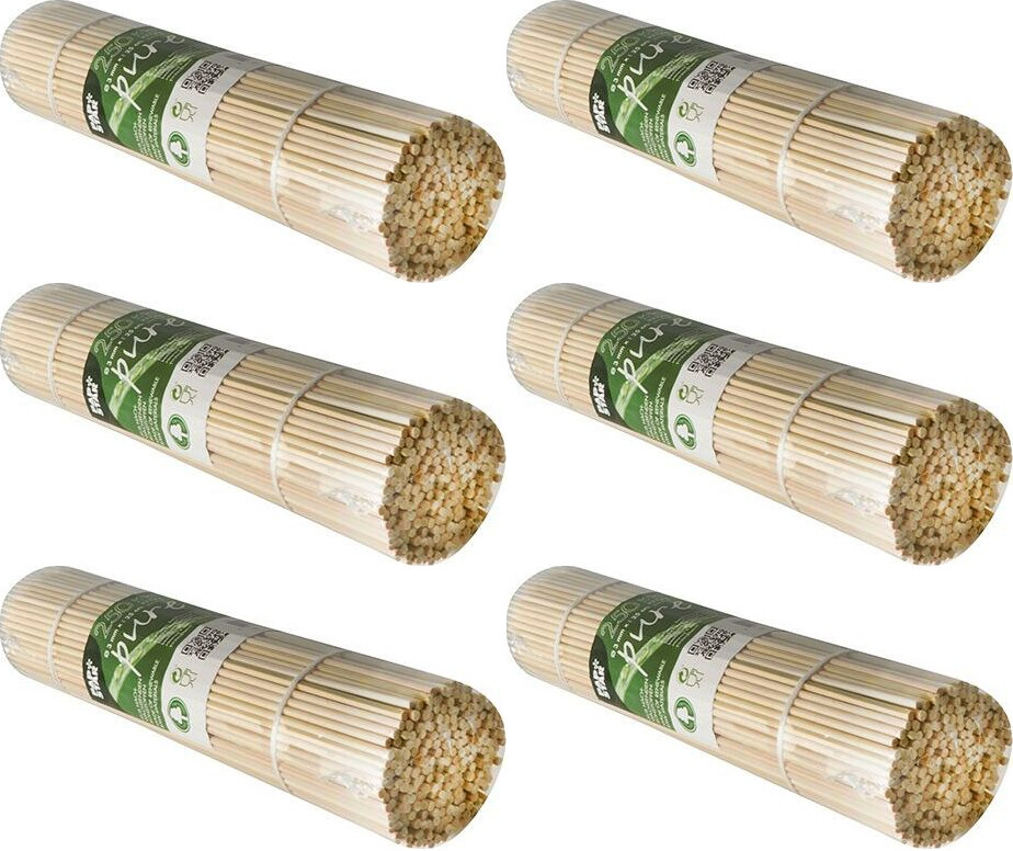 6x Patyczki do szaszłyków Papstar Pure, bambus, 25cm, 250 sztuk