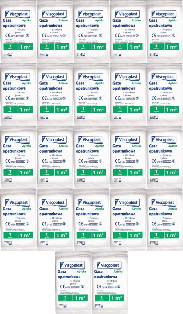 22x Gaza opatrunkowa Viscoplast, jałowa, 1m2, biały