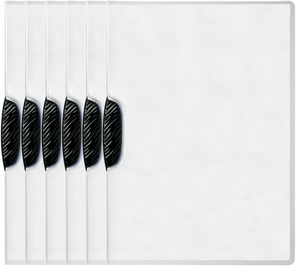 6x Skoroszyt plastikowy Durable Swingclip z klipsem, A4, do 30 kartek, czarny