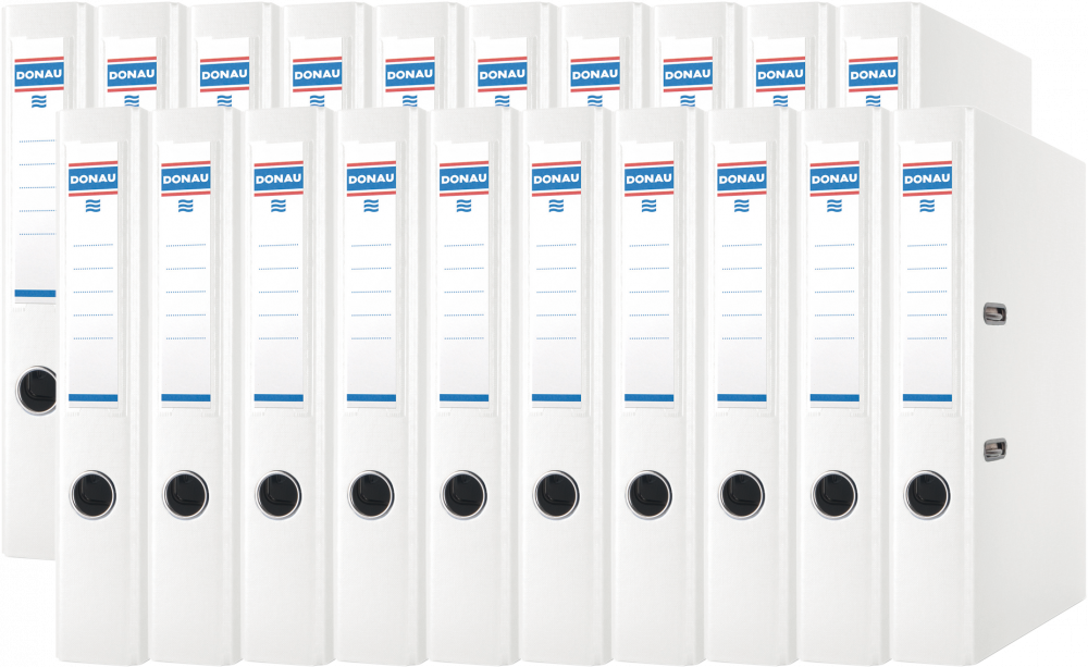 20x Segregator A4 Donau Master, szerokość grzbietu 50mm, do 350 kartek, biały